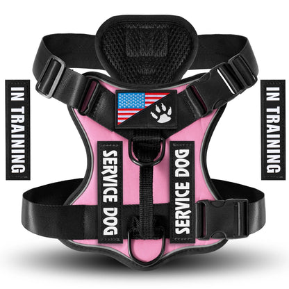 Service Dog Harness, Reflective Dog Vest Harness with 5 PCS Patches, Adjustable Soft Oxford Pet Harness, Inner Layer Mesh, Easy Ai-TechWorld 