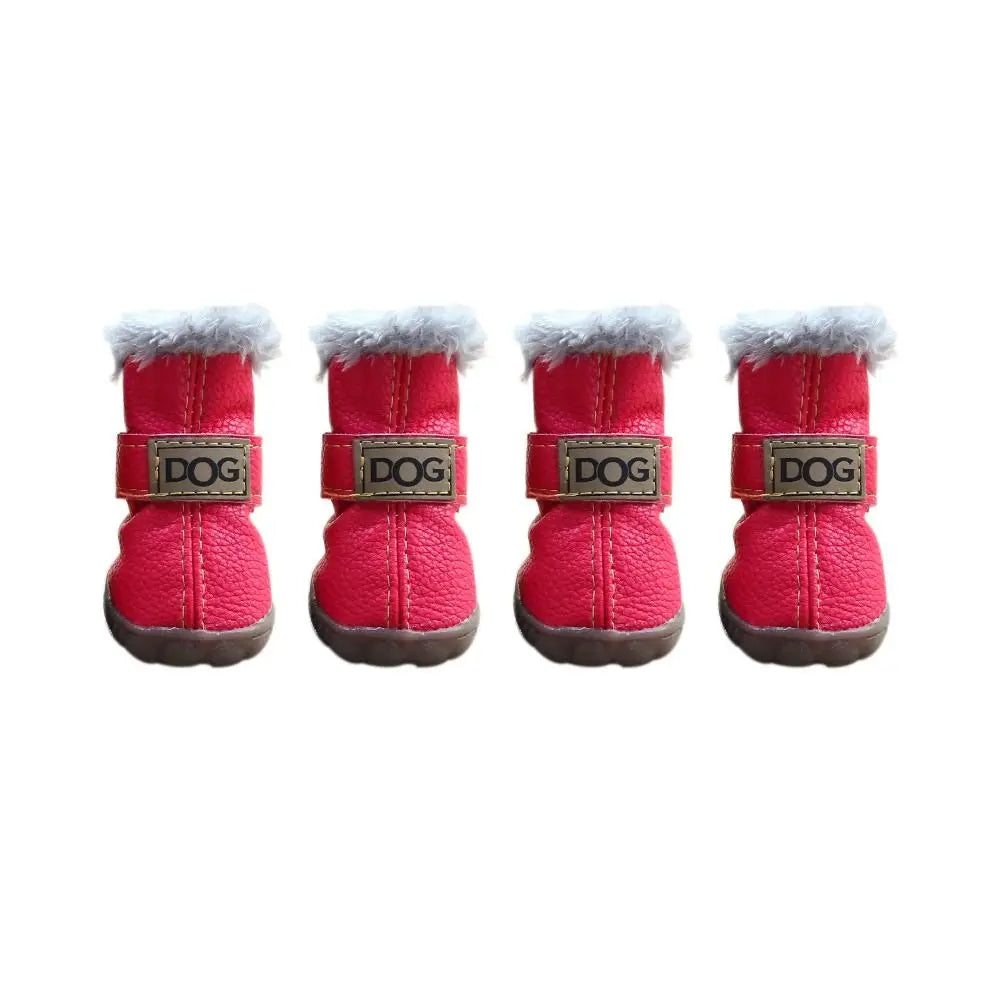Dog Rainshoes Warm Pet Snow Boots Waterproof Soft Winter Pet Dog Shoes Plush/PU Non Slip for 4Pcs/Set Chihuahua Ai-TechWorld 