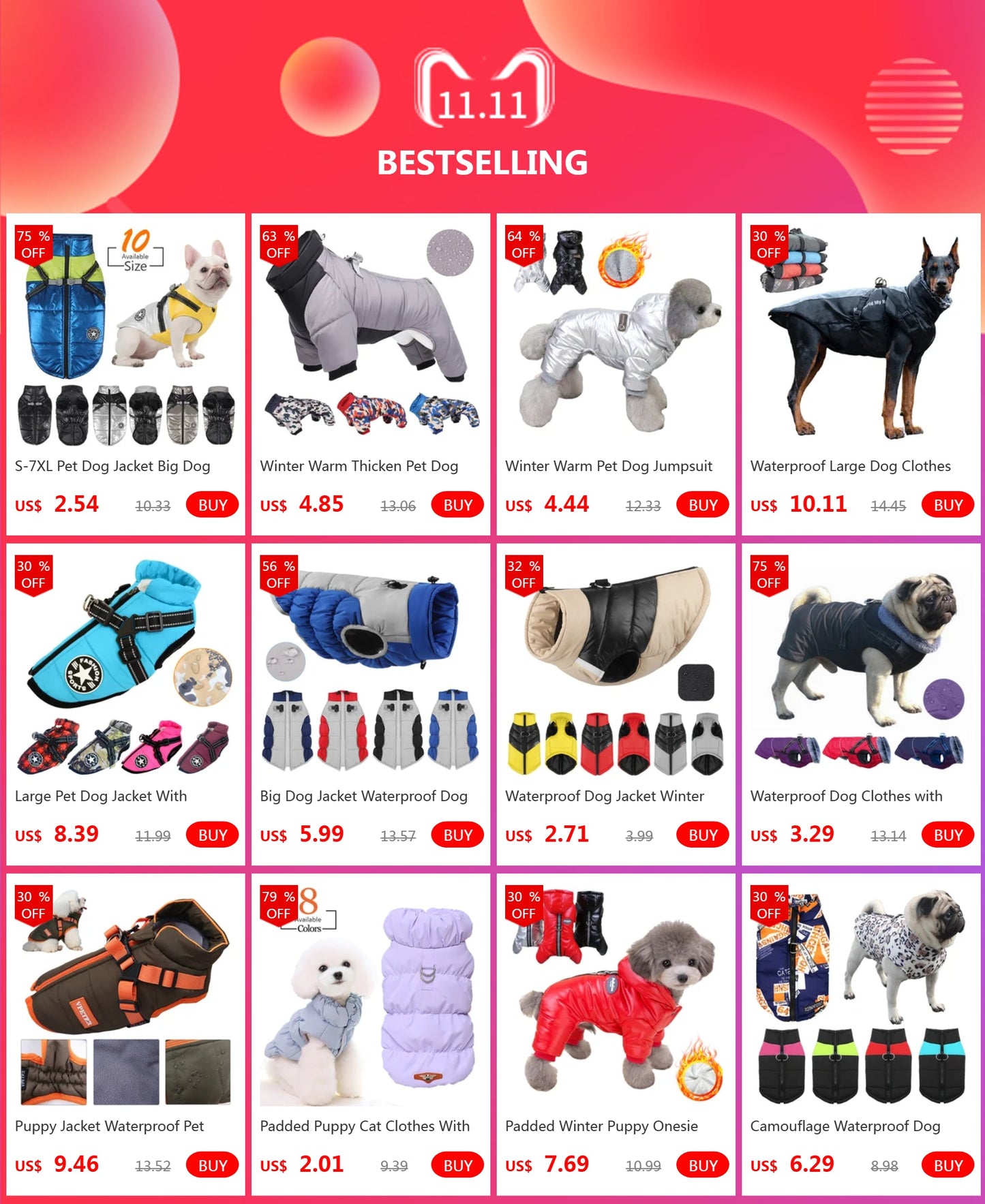 Winter Warm Thicken Pet Dog Jacket Waterproof Dog Clothes for Small Medium Dogs Puppy Coat Chihuahua French Bulldog Pug Clothing Ai-TechWorld 
