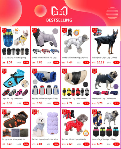 Winter Warm Thicken Pet Dog Jacket Waterproof Dog Clothes for Small Medium Dogs Puppy Coat Chihuahua French Bulldog Pug Clothing Ai-TechWorld 