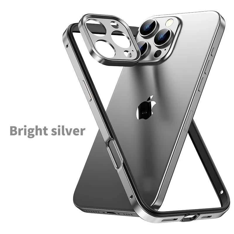 Camera Protection + Hybrid Silicone Frame Aluminum Metal Phone Case For iPhone 17 16 15 Pro Max 14 13 Better Heat Bumper Ai-TechWorld 