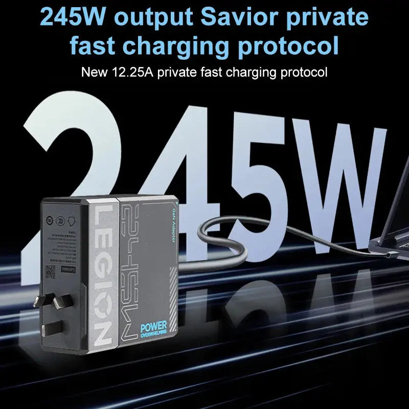 Worlds Fastest Lenovo Legion 245W Gan Power Adapter Universal Computer Charger Type-C Ai-TechWorld 