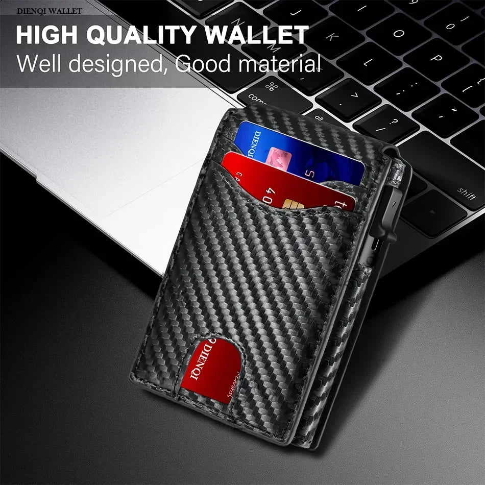 Rfid Credit Card Holder Carbon Fiber Wallets Men Anti Theft Slim Thin Luxury Bank Money Cardholder Case Minimalist Wallet Purse Ai-TechWorld 