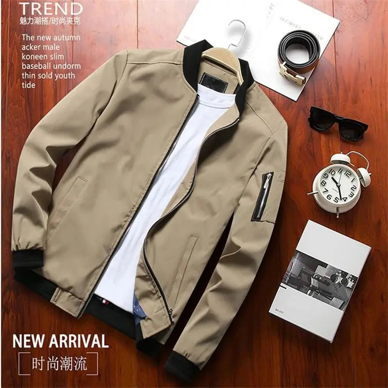 Men Bomber Jacket Thin Slim Long Sleeve baseball Jackets Mens Windbreaker Zipper Windbreaker Jacket Male Outwear Brand Clothing Ai-TechWorld 