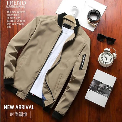 Men Bomber Jacket Thin Slim Long Sleeve baseball Jackets Mens Windbreaker Zipper Windbreaker Jacket Male Outwear Brand Clothing Ai-TechWorld 