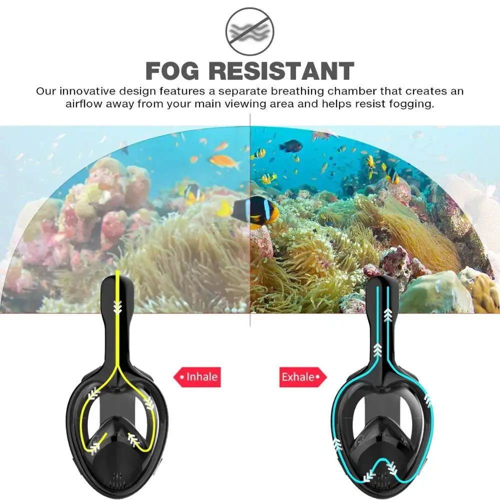 Underwater Scuba Anti Fog Full Face Diving Mask Snorkeling Respiratory Masks Safe Waterproof Swimming Equipment for Adult Kids Ai-TechWorld 