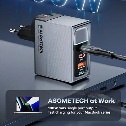 ASOMETECH 100W GaN Charger QC4.0 PD 67W 65W PPS Display Ai-TechWorld 