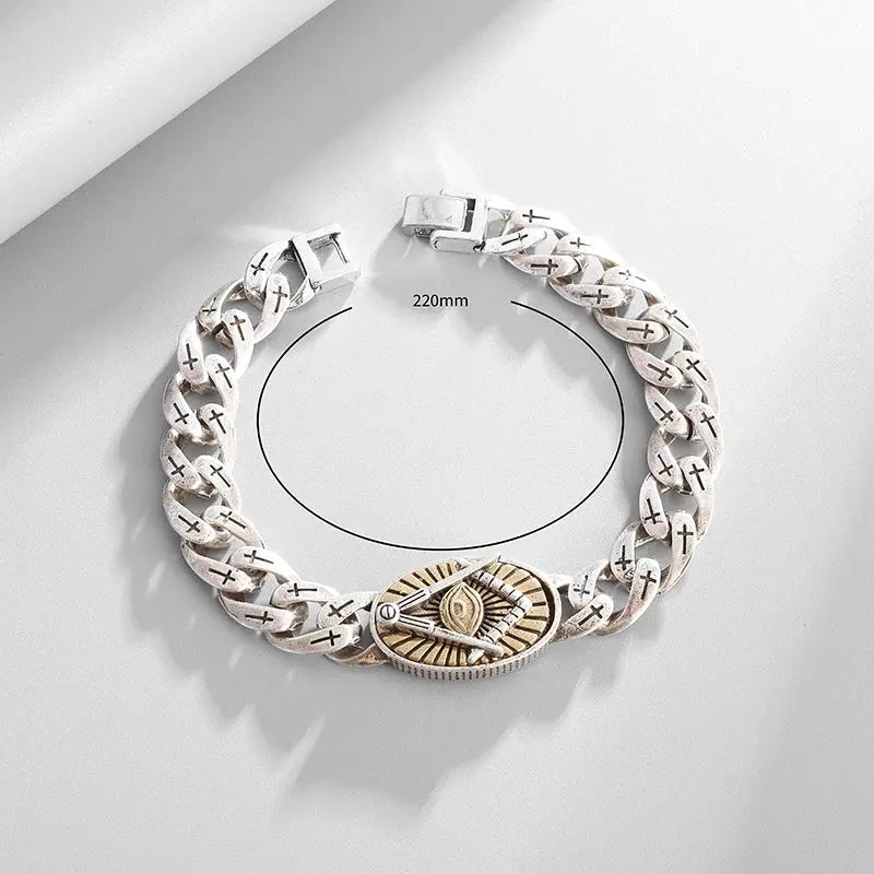 Men's Classic God's All Seeing Eye Masonic Symbol Bracelet Fashion Braided Cross Bracelet Religious Prayer Amulet Jewelry Ai-TechWorld 