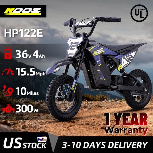 KOOZ HP122E Electric Dirt Bike 300W Motor 36V4AH Lithium Battery Electric Motorcycle Hydraulic Brake 12" Fat Tire Snow E-bike Ai-TechWorld 