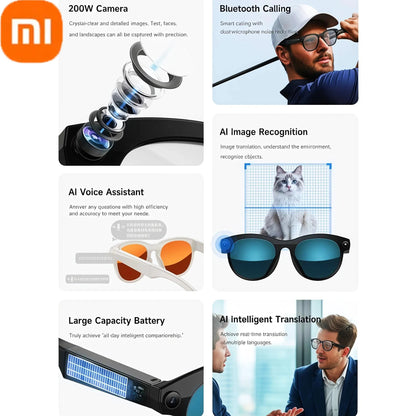 Xiaomi 6K HD AI Smart Camera Glasses Multifunctional Bluetooth Calling Voice Assistant Music Player Translation Camera Glasses Ai-TechWorld 