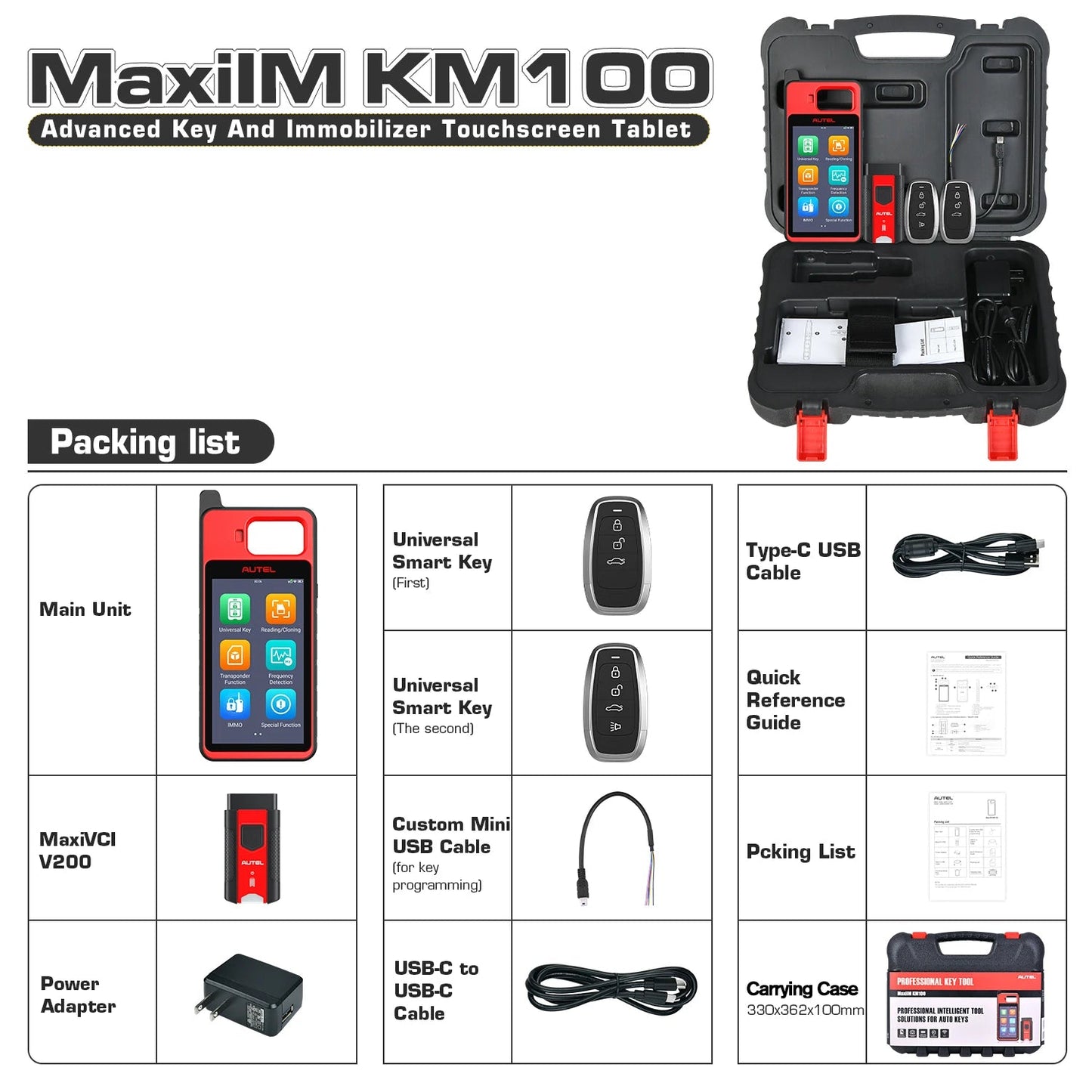 Autel MaxiIM KM100 Advanced One-Minute Key Generation Tool IMMO Key programming Key Renewal and Transponder Editing PK IM508S Ai-TechWorld 