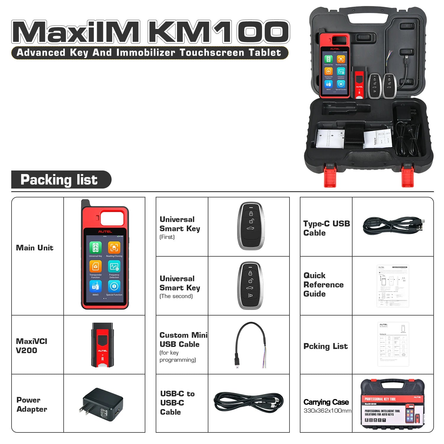 Autel MaxiIM KM100 Advanced One-Minute Key Generation Tool IMMO Key programming Key Renewal and Transponder Editing PK IM508S Ai-TechWorld 
