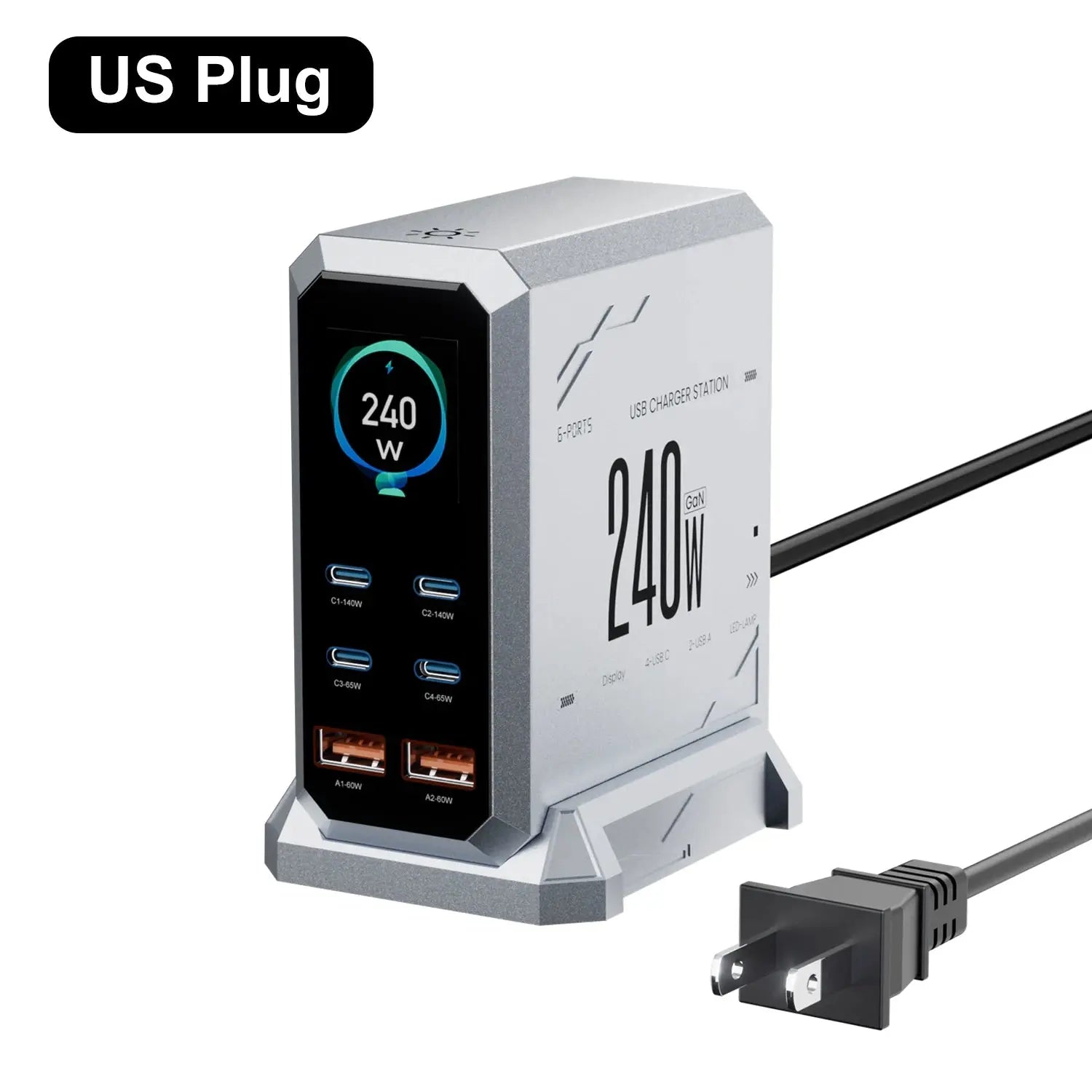 240W GaN Charger 6-IN-1 140W PD3.1 PPS USB Type C Digital Display Fast Charging Station for iPhone 16 15 MacBook Laptops Samsung Ai-TechWorld 