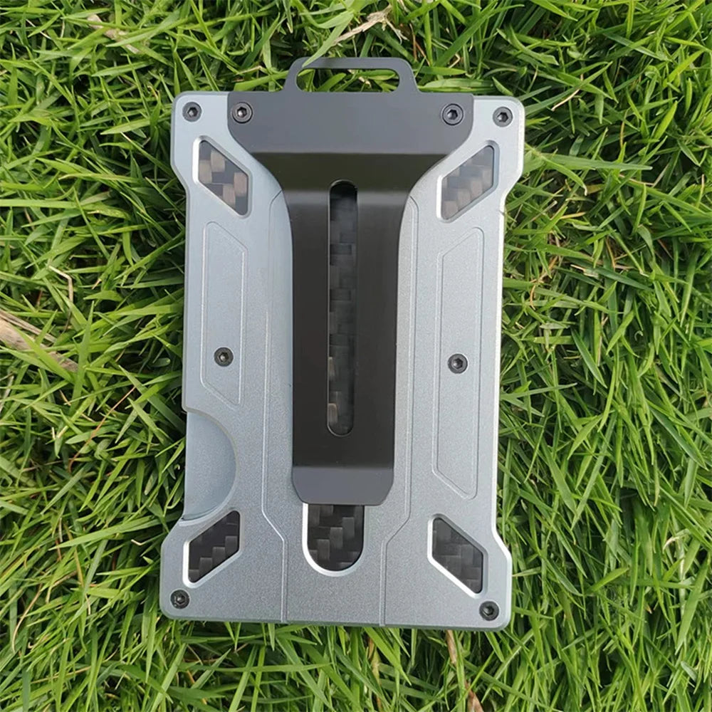 Wallet for Men Slim Aluminum Metal Money Clip with 1 Clear Window ID Badge Holder RFID Blocking Holds Up 15 Cards with Cash Clip Ai-TechWorld 