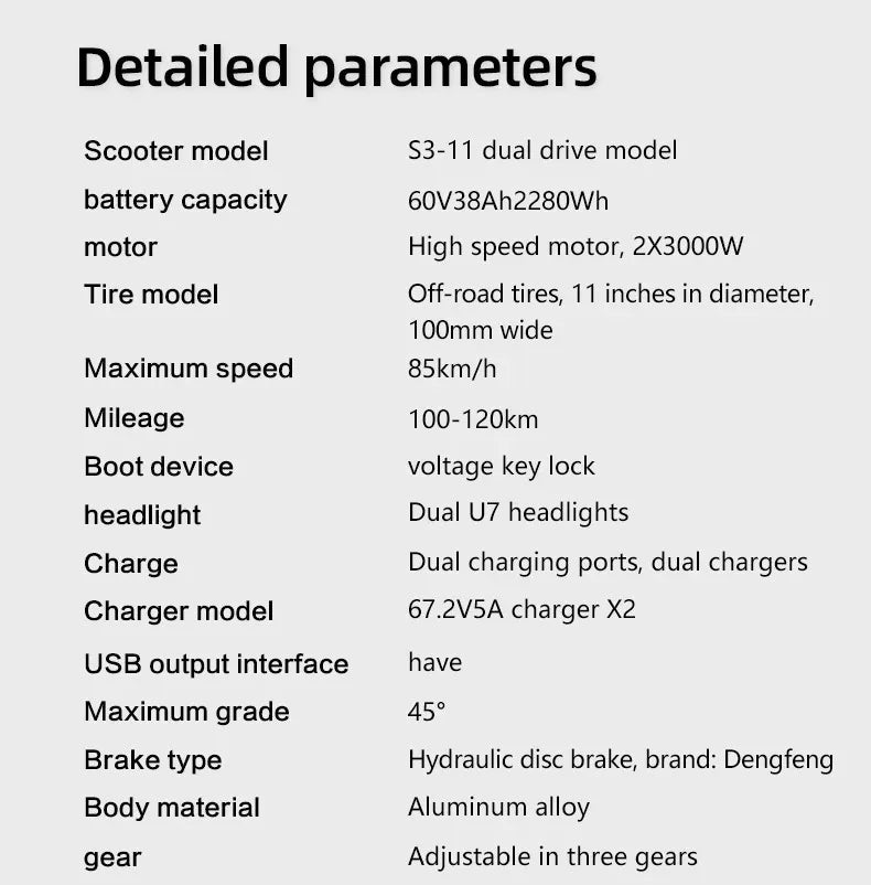Boyueda S3 EScooters 6000W Dual Motor 60V38ah Hydraulic Oil Brake Electric Scooter Aldult 11 Inch Off-road Vacuum Tire E-Scooter Ai-TechWorld 