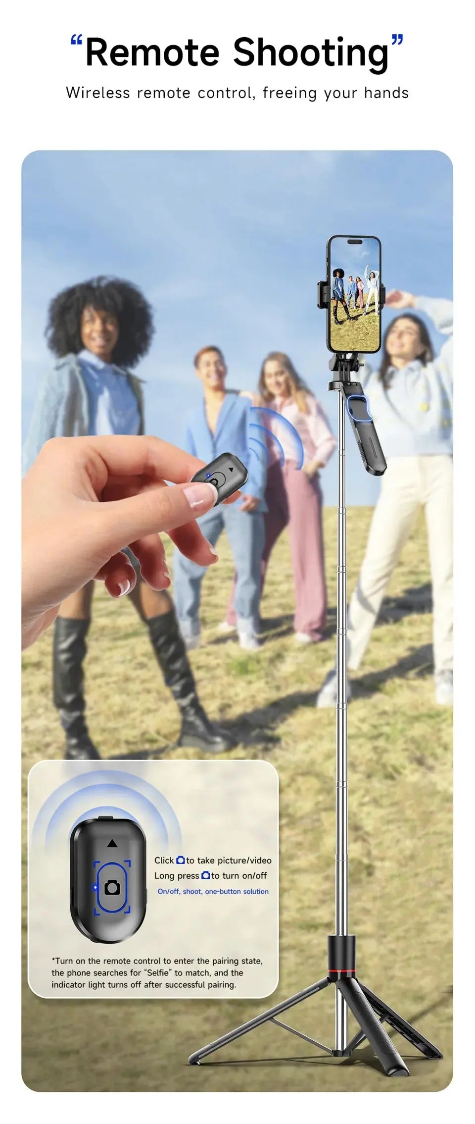 MEUYAG Selfie Stick Tripod with 1708mm Long Monopod Fill Light, Bluetooth Remote, 360° Rotation, 1/4 Interface, for mobile phone Ai-TechWorld 