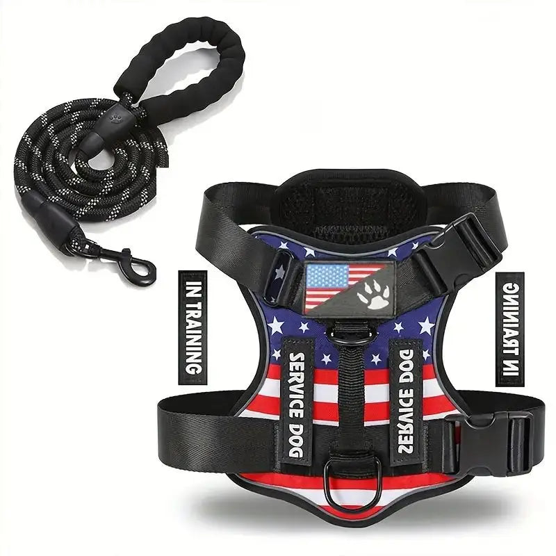 Dog Harness And Leash Set, Escape Proof No Pull Dog Vest Harness With Reflective Dog Walking Traction Rope Ai-TechWorld 