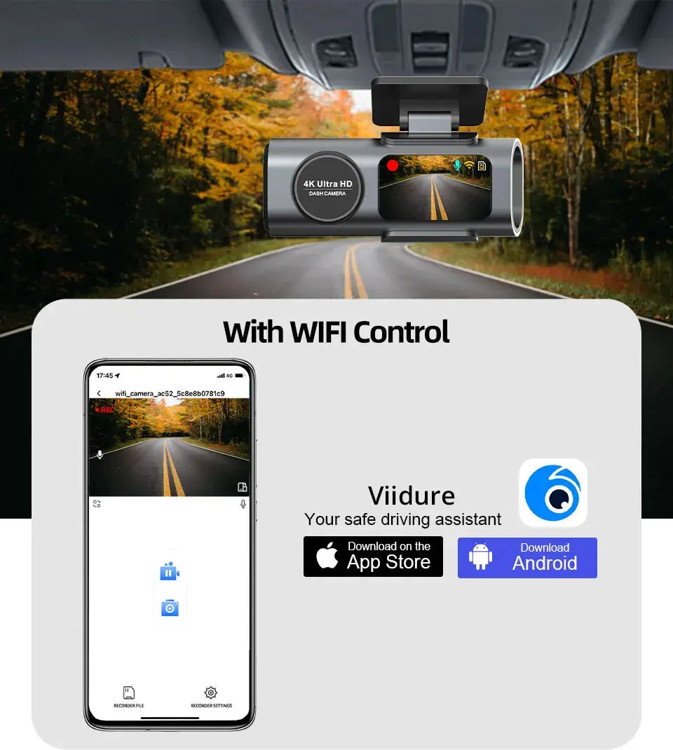 Dash Cam 4K UHD Built-In Wi-Fi Support GPS Ai-TechWorld 