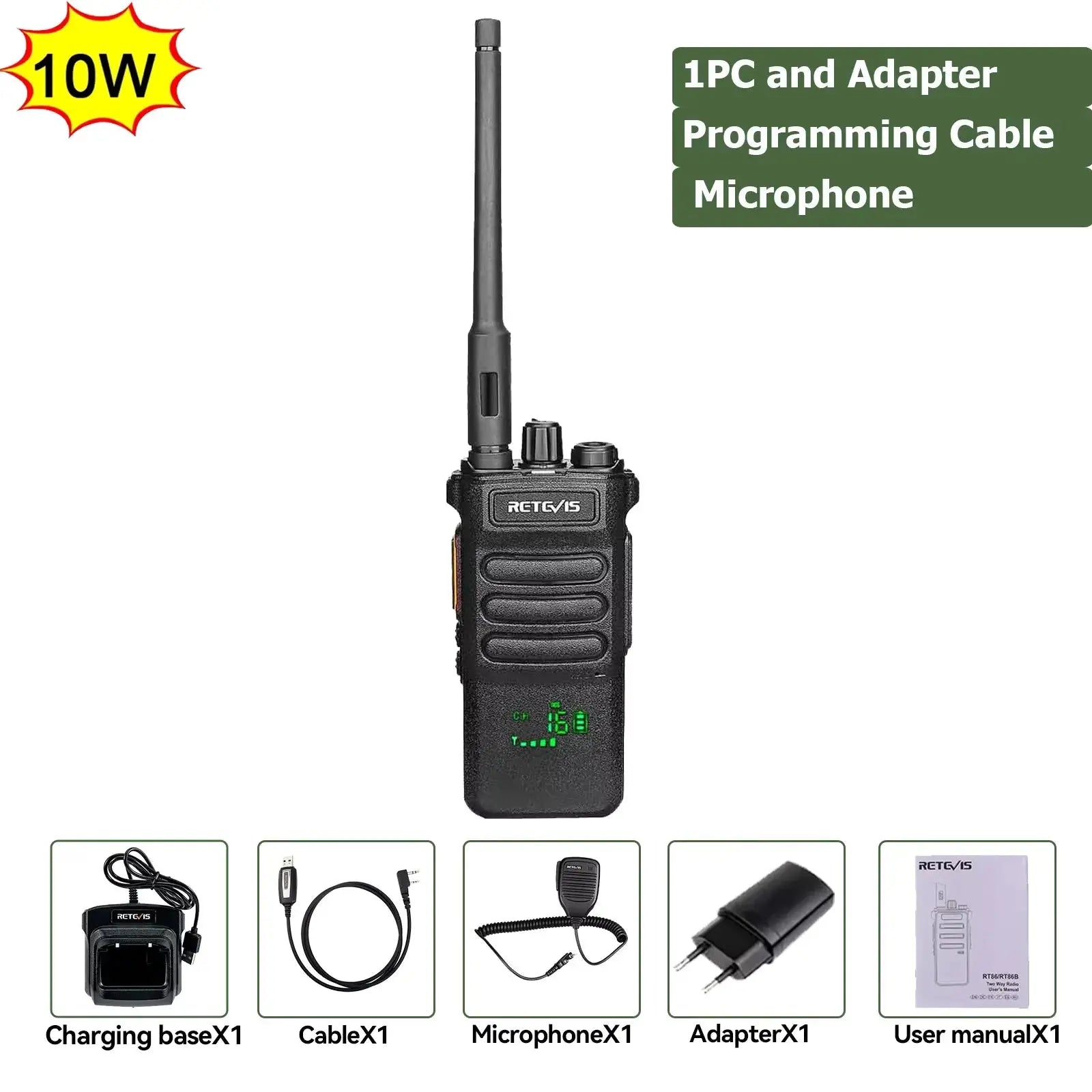 Retevis RT86 10W Walkie Talkie Professional Two Way Radio Long Range Walkie Talkie UHF Communication radio for Outdoor Business Ai-TechWorld 