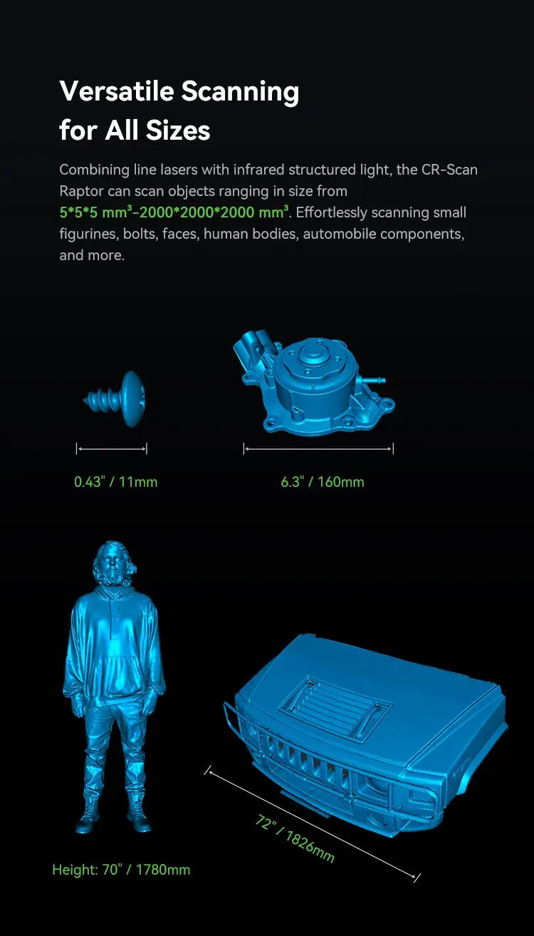 Creality 3D Scanner CR-Scan Raptor Blue NIR Light 0.02mm Accuracy 60FPS Anti-Shake Tracking Scanning Color Scanner for 3D Printe Ai-TechWorld 