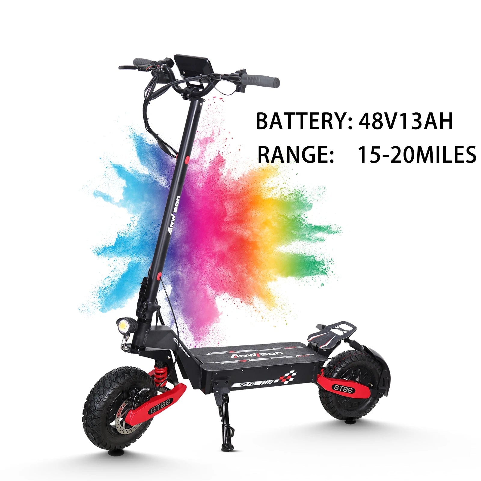 Arwibon GT06 1200W Foldable E-Scooter for Adults -Max Speed 30MPH, 48V 13AH/23.4AH, 11"Off-Road Tires | US Stock, Factory Direct Ai-TechWorld 