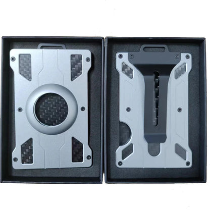 Wallet for Men Slim Aluminum Metal Money Clip with 1 Clear Window ID Badge Holder RFID Blocking Holds Up 15 Cards with Cash Clip Ai-TechWorld 