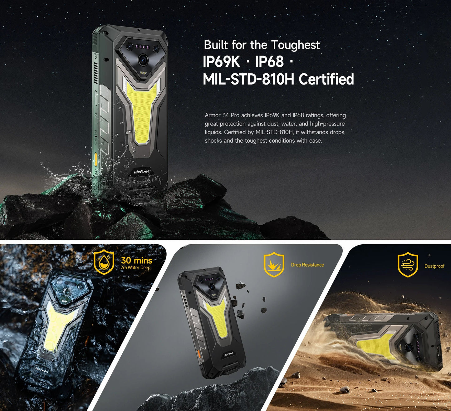 【World Premiere】Ulefone Armor 34 Pro 5G AI Rugged Phone 25500mAh Up to 32GB+512GB Built-in Projector 120Hz 6.95" NFC Smartphone Ai-TechWorld 
