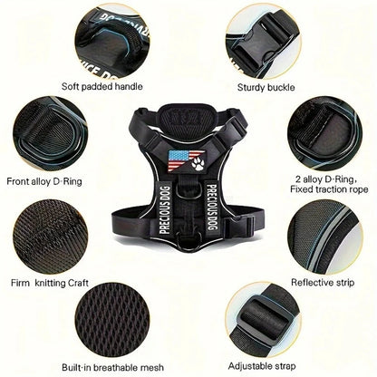 Service Dog Harness, Reflective Dog Vest Harness with 5 PCS Patches, Adjustable Soft Oxford Pet Harness, Inner Layer Mesh, Easy Ai-TechWorld 