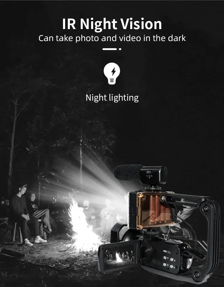 4K Ultra HD Digital Camera 3.0 Inci 48MP 18X Zoom Wifi Camcorder with Windproof Microphone Fill Light Video Vlogging For YouTube Ai-TechWorld 