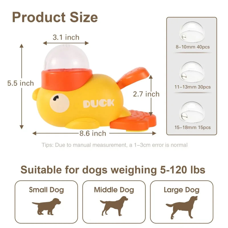 2-in-1 Interactive Dog Toy Pet Automatic Food Treat Dispenser Cartoon Duck Design Slow Food Pet Snack Feeder for Dog Training Ai-TechWorld 