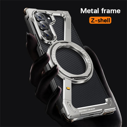 For Samsung Z Fold 7 6 5 Aluminum Alloy Frame 360° Magnetic Holder Magsafe Case For Galaxy Z Fold 6 Metal Frameless Bumper Cover Ai-TechWorld 