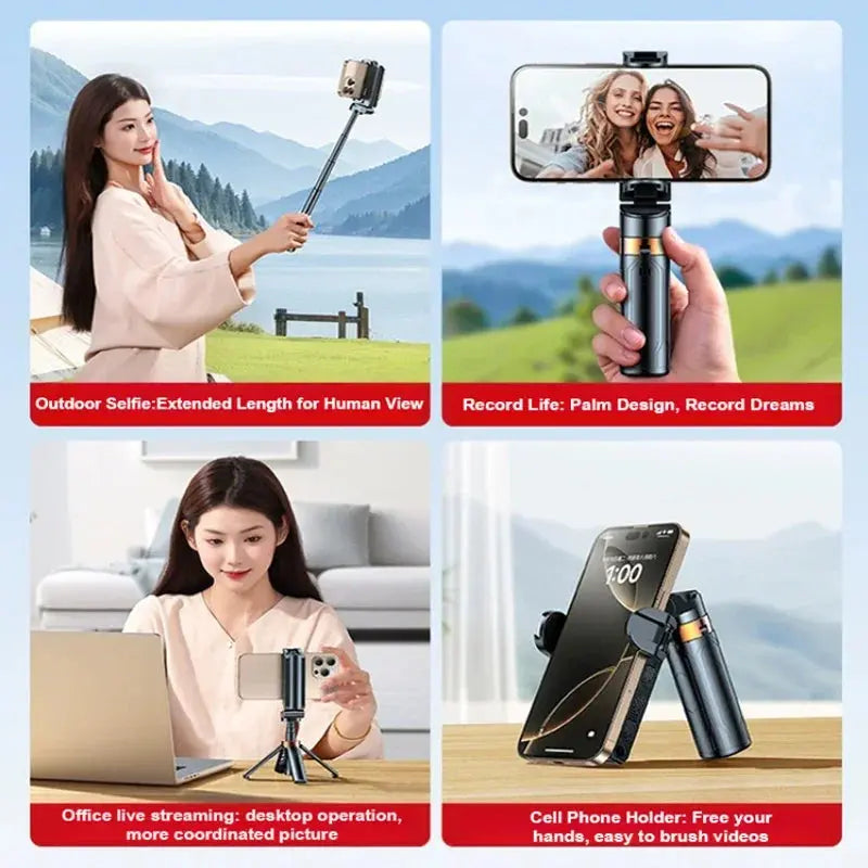 Super Mini Selfie Stick Portable Phone Holder Shooting Aid Versatile Integrated Design Bluetooth Remote For Live Broadcas Ai-TechWorld 
