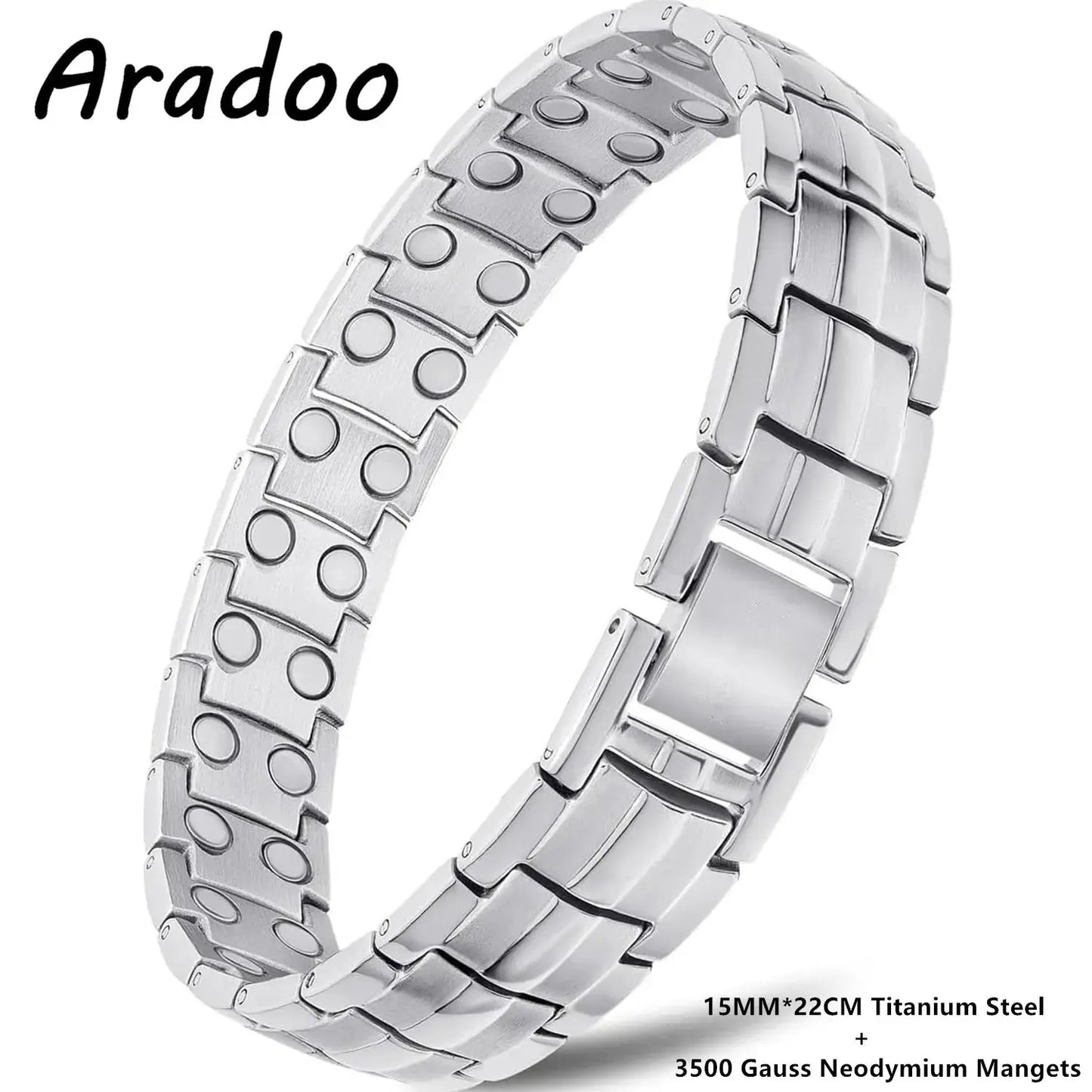ARADOO Premium Copper Bracelet for Men with Strength 5000 Gauss Magnets Titanium Steel Wristband Jewelry Gifts Ai-TechWorld 