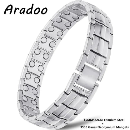 ARADOO Premium Copper Bracelet for Men with Strength 5000 Gauss Magnets Titanium Steel Wristband Jewelry Gifts Ai-TechWorld 
