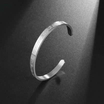 Retro Tibetan Six-Character Mantra Bracelet Scripture Lotus Opening Silver Plated Bracelet Twisted Line Men\\\'s Cuff Bracelet Ai-TechWorld 