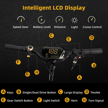 48-72V Electric Scooter for Adults 90KM/H 10-11''Tubeless Off Road Tire Hydraulic / SpringSuspension Foldable Escooter with Seat Ai-TechWorld 