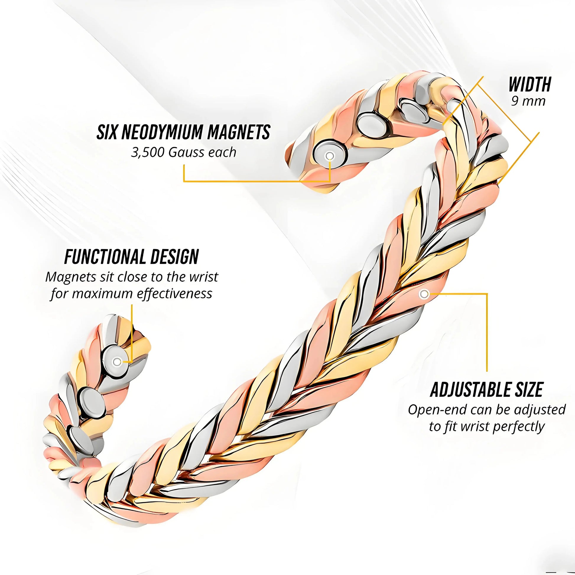 ARADOO Pure Copper Bracelets for Women 3500 Gauss Magnetic Therapy Braided Cuff Bangle Jewelry Gift Ai-TechWorld 