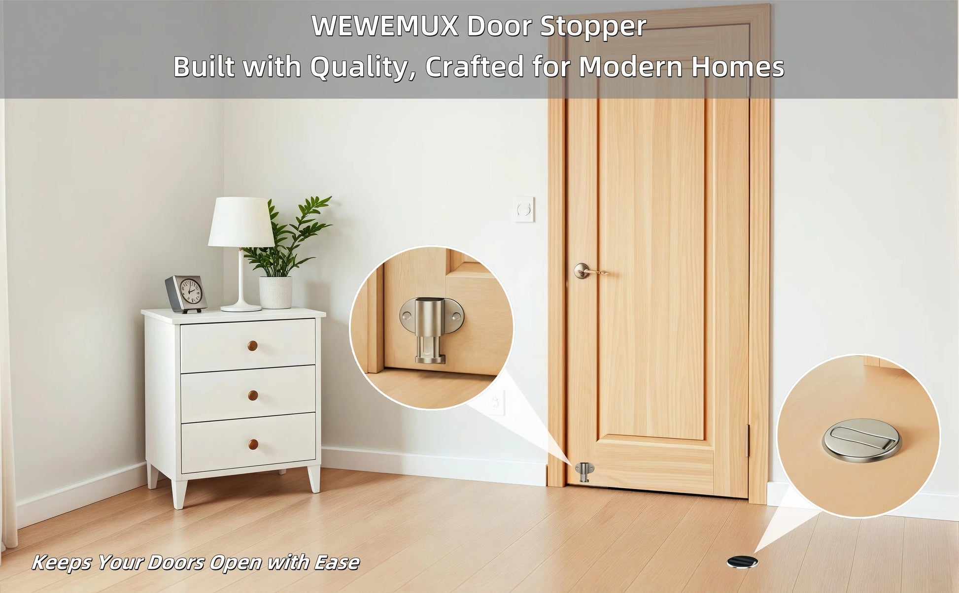 Adjustable Stainless Steel Door Stop Punch-free Strong Magnetic Anti-collision Door Stopper Invisible Bathroom Floor Door Stop Ai-TechWorld 