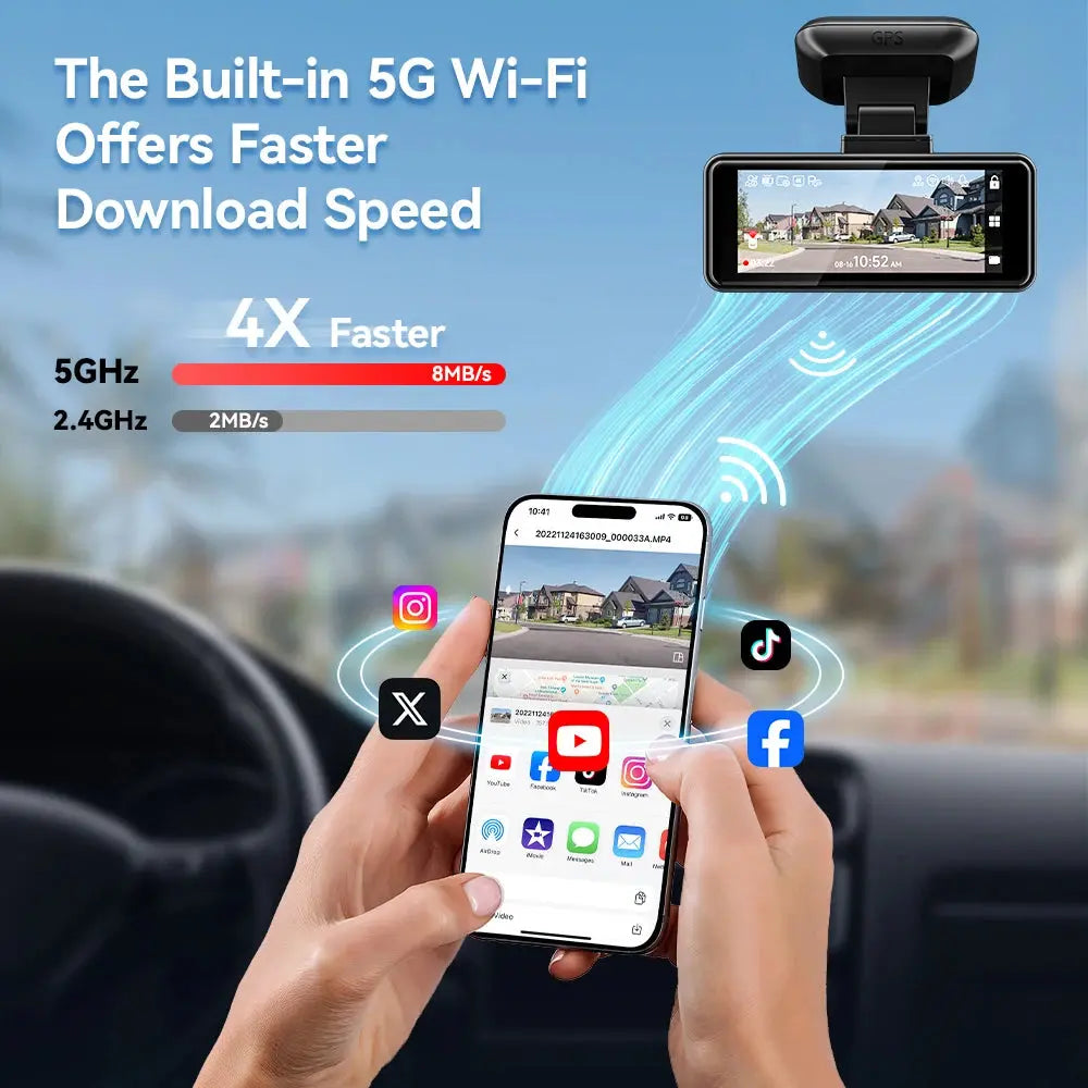 REDTIGER Dash Cam HD 4K Built-in GPS 70FOV Car DVR 5G WIFI APP Control Fatigue Driving Reminder Car Camera with Night Vision Ai-TechWorld 