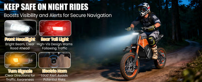 Electric Dirt Bike for Adults, 48V 3000W Peak Power Electric Motorcycle with 14"/12" Fat Tire, 37.5MPH Mountain Off-Road Ebike Ai-TechWorld 