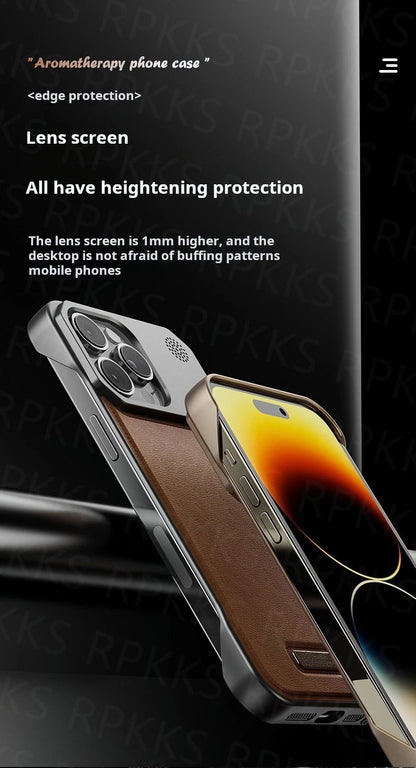 Business Aromatherapy Leather Case for iPhone 17 Air 16 15 14 Plus 13 12 11 Pro Max For Magsafe Magnetic Frameless Armor Cover Ai-TechWorld 