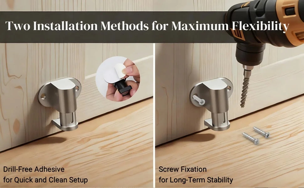 Adjustable Stainless Steel Door Stop Punch-free Strong Magnetic Anti-collision Door Stopper Invisible Bathroom Floor Door Stop Ai-TechWorld 