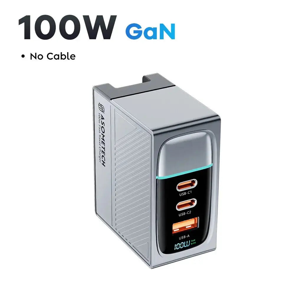 ASOMETECH 100W GaN Charger QC4.0 PD 67W 65W PPS Display Ai-TechWorld 