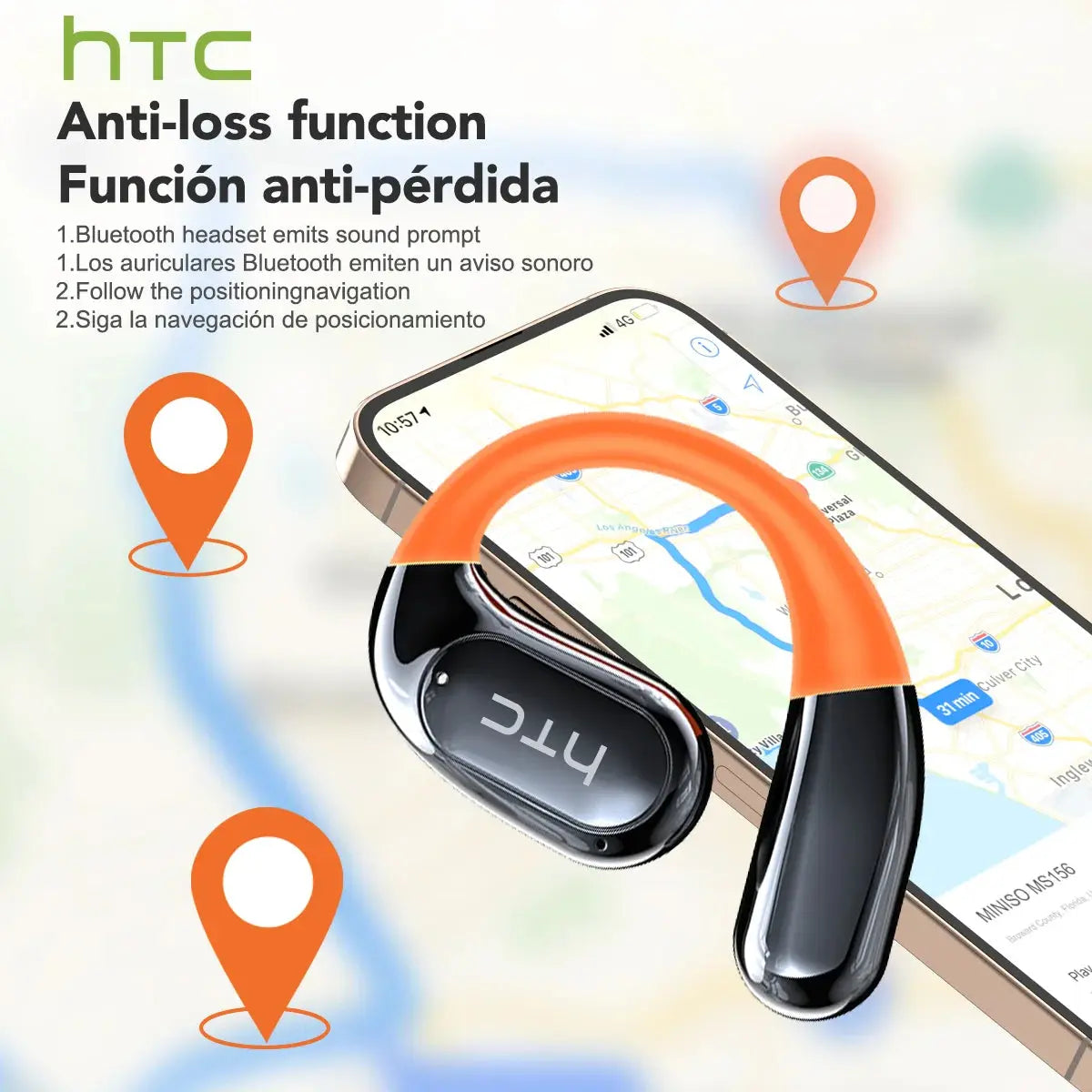 HTC NE27 Wireless Headphones AI Translator Earbuds OWS Sports Bluetooth Earphones Glowing Earhook Customizable Wallpaper Screen Ai-TechWorld 