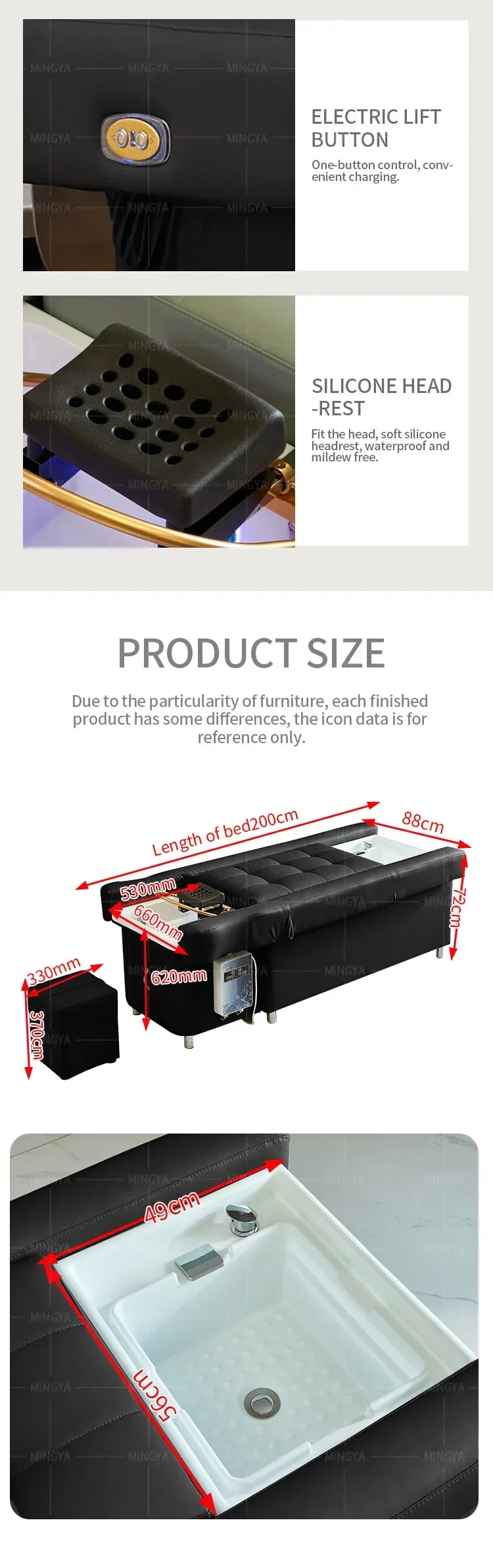 Factory Custom Made Hair Washing Bed for Hair Salon, Head Spa, Pedicure, Foot Massage, Hair Washing Chair. Ai-TechWorld 