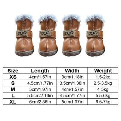 Dog Rainshoes Warm Pet Snow Boots Waterproof Soft Winter Pet Dog Shoes Plush/PU Non Slip for 4Pcs/Set Chihuahua Ai-TechWorld 