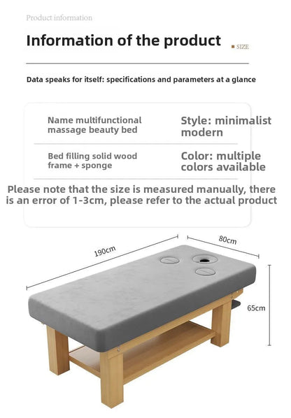 Solid Wood Massage Bed Beauty Salon Treatment Table Chinese Medicine Physiotherapy Thai Moxibustion Beauty Bed Lash Massage Bed Ai-TechWorld 