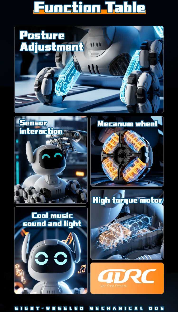 Y9 RC Robot Dog Toy 2.4G Radio Remote Control 8WD Mechanical Pet Dog Touch-sense Music Stunt Electric Toy for Girl Boy Kids Gift Ai-TechWorld 