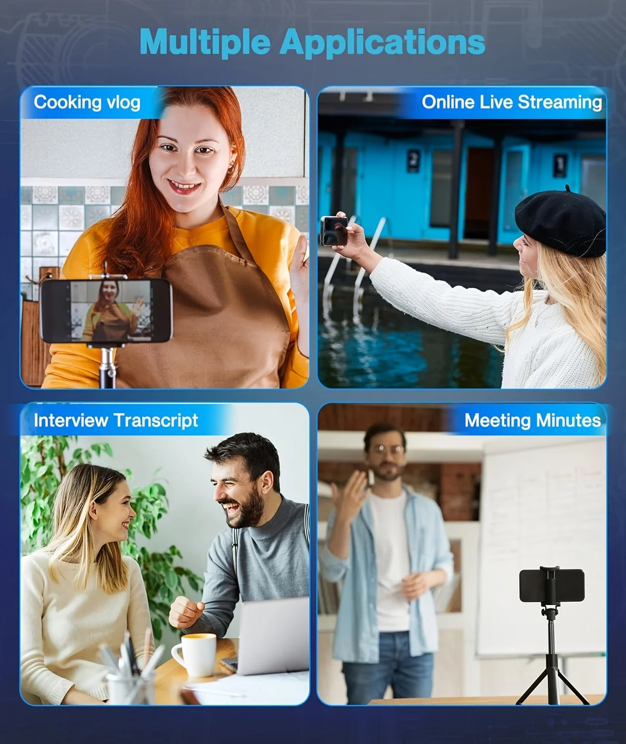 Professional Wireless Lavalier Microphone System with Intelligent Noise Cancellation Lapel Mic For Vlog&Interviews&Conferences Ai-TechWorld 