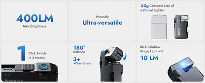 WUBEN G5 Rechargeable EDC Flashlight, 400 Lumens Dual Light Sources Mini Flashlight with RGB Light, Portable Pocket Flashlights Ai-TechWorld 